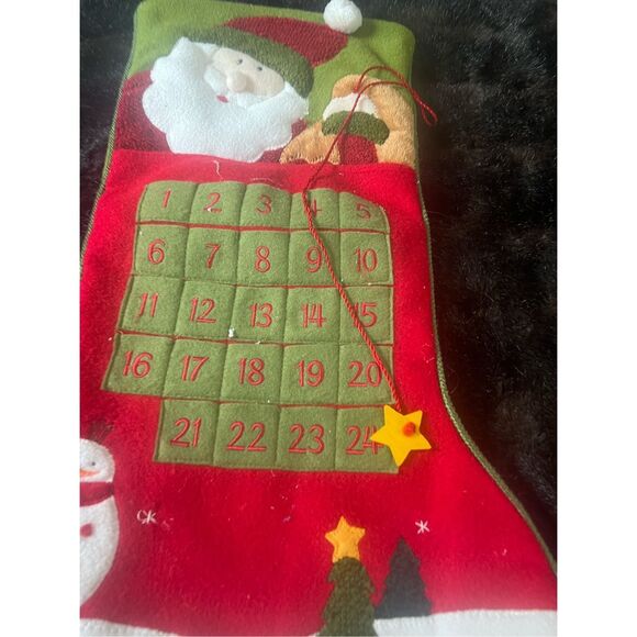 Sugar Plum Dreams Santa Advent Star Calendar Christmas 22" Tall Stocking - Picture 2 of 4